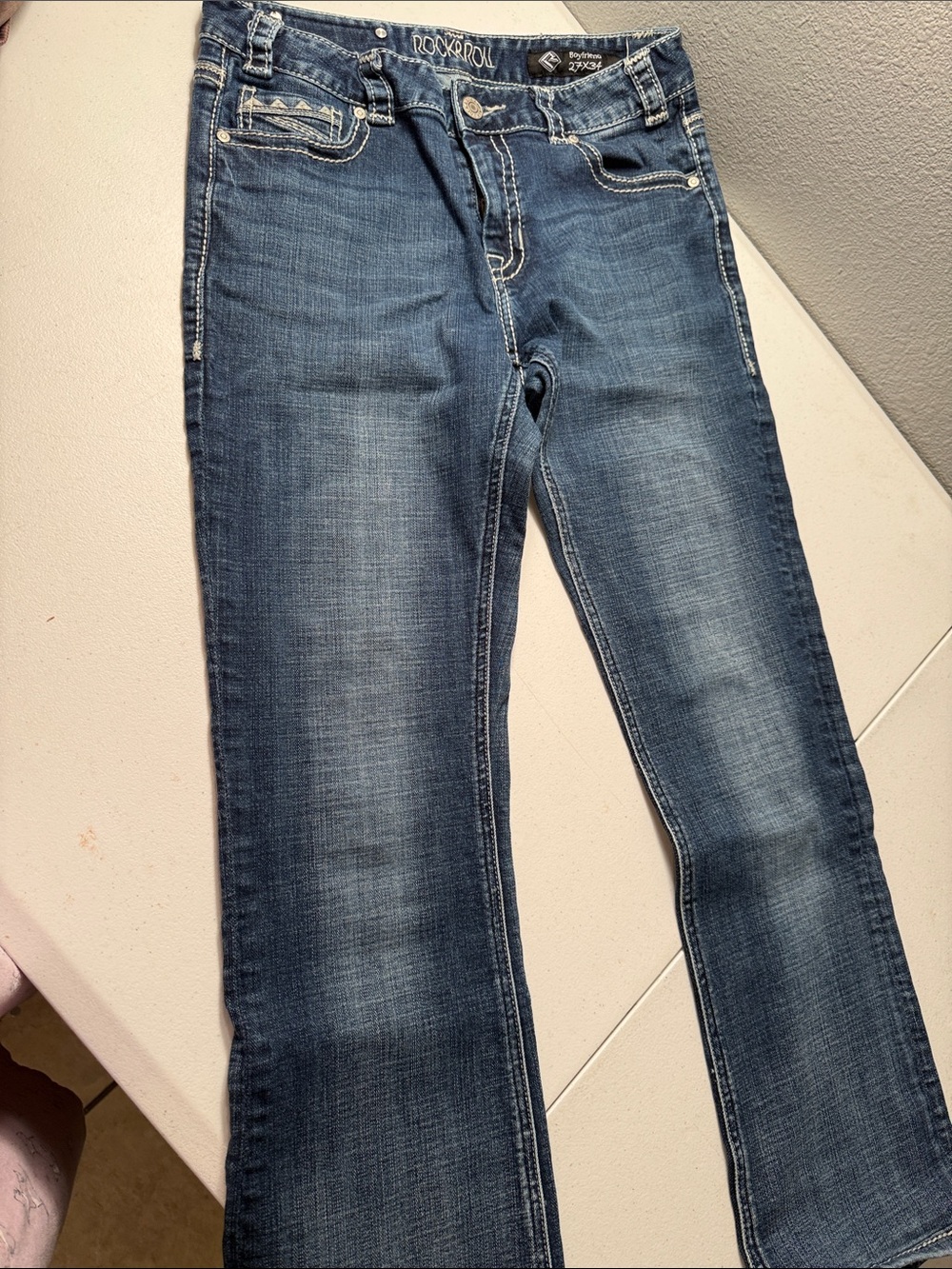 Rock & Roll Cowgirl Denim Bootcut Jeans in Medium Blue Wash